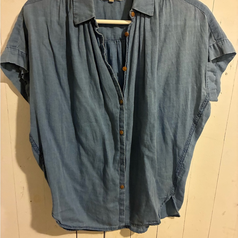 Madewell Central Shirt in Bright Indigo Chambray, Slouchy Oversized Button Up